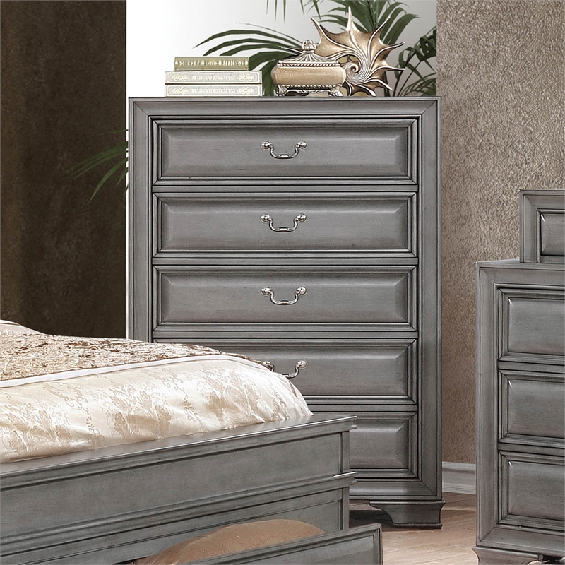 Furniture of America Bradford Transitional Wood 5-Drawer Chest in Gray
