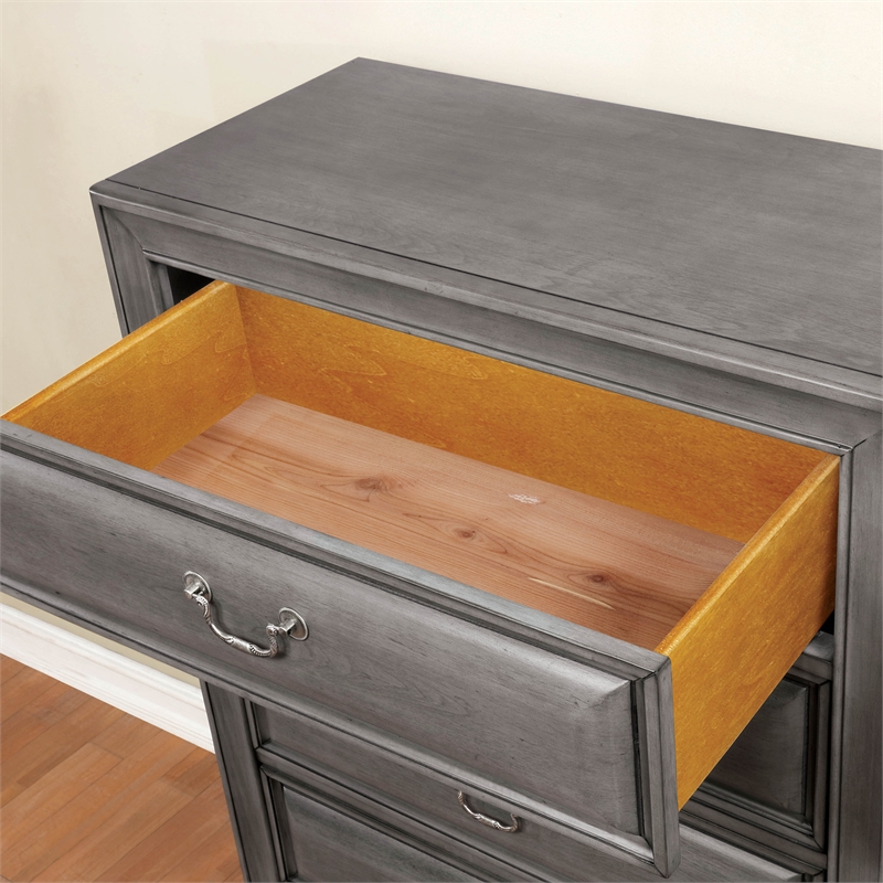Furniture of America Bradford Transitional Wood 5-Drawer Chest in Gray