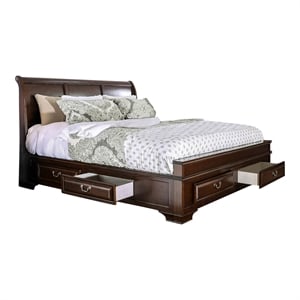 Furniture of America Bradford Wood California King Storage Bed in Brown Cherry