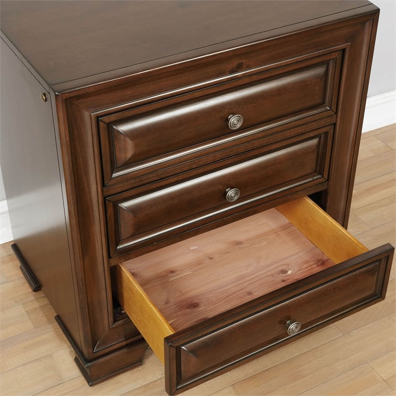 Furniture of America Bradford Solid Wood 3-Drawer Nightstand in Brown Cherry