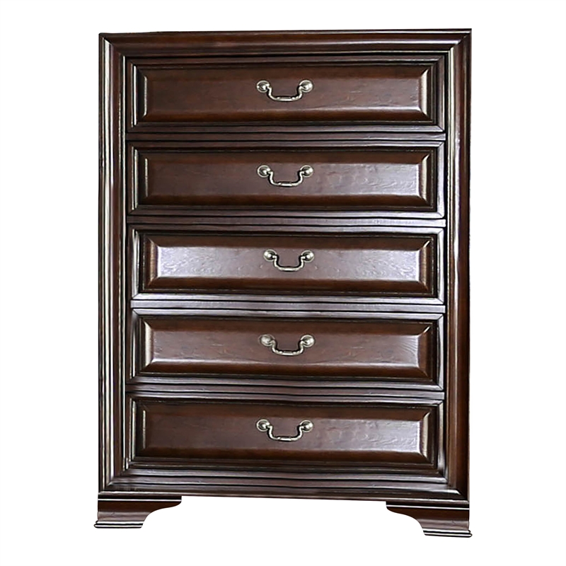 Furniture of America Bradford Transitional Wood 5-Drawer Chest in Brown Cherry