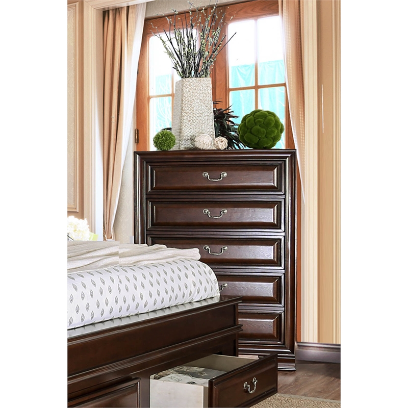 Furniture of America Bradford Transitional Wood 5Drawer Chest in Brown