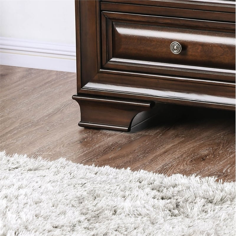 Furniture of America Bradford Solid Wood 6-Drawer TV Stand in Brown Cherry