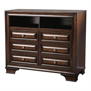 Furniture of America Bradford Solid Wood 6-Drawer TV Stand in Brown Cherry