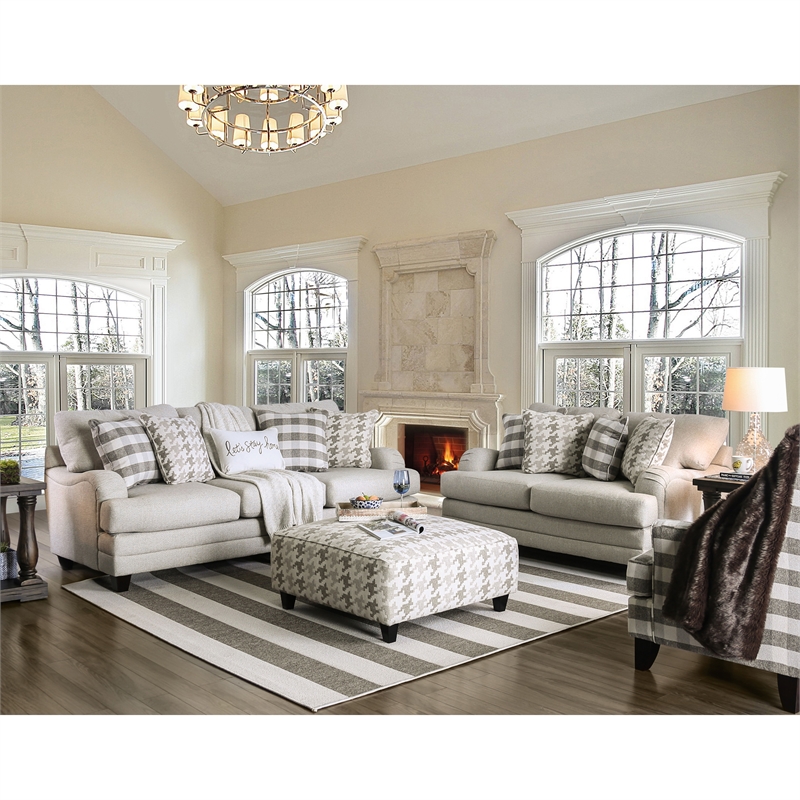 Furniture of America Verdugo Transitional Fabric 2-Piece Sofa Set in Light Gray