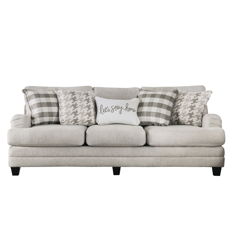 Furniture of America Verdugo Transitional Fabric 2-Piece Sofa Set in Light Gray