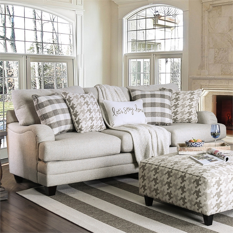 Furniture of America Verdugo Transitional Fabric 2-Piece Sofa Set in Light Gray