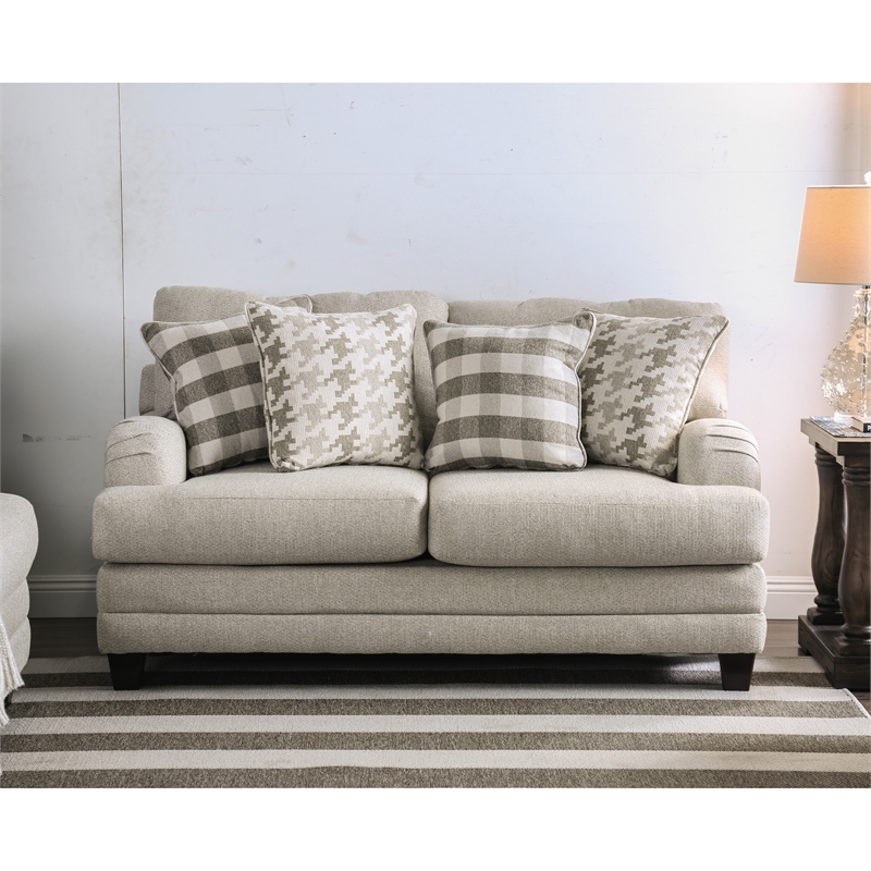 Furniture of America Verdugo Transitional Fabric 2-Piece Sofa Set in Light Gray