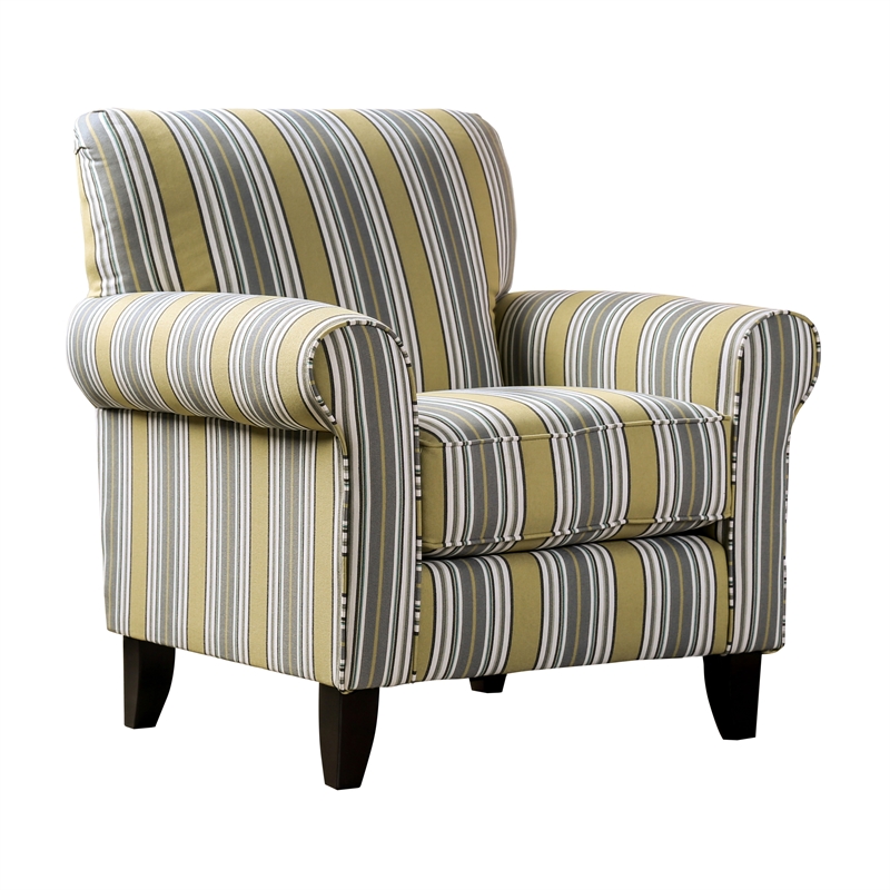 Furniture Of America Kayley Chenille Accent Chair In Patterned Yellow Idf 8311 Ch St