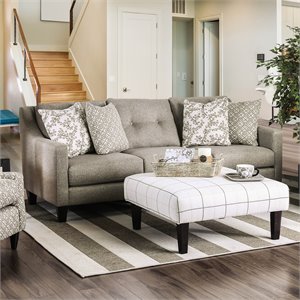 Furniture of America Shila Contemporary Fabric Tufted Sofa in Light Gray