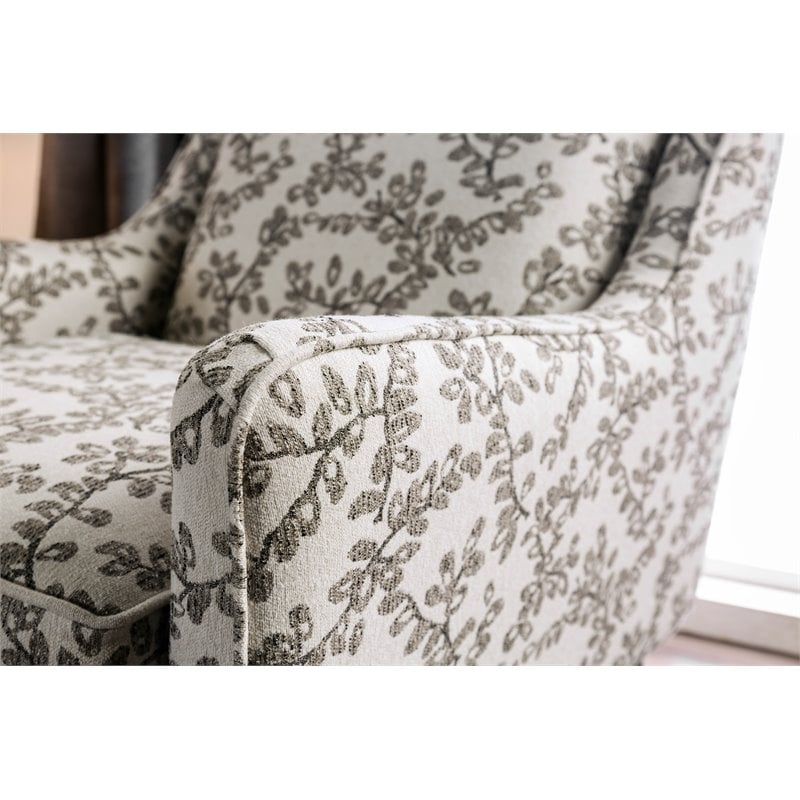 Furniture of America Shila Contemporary Fabric Accent Chair in Floral Beige