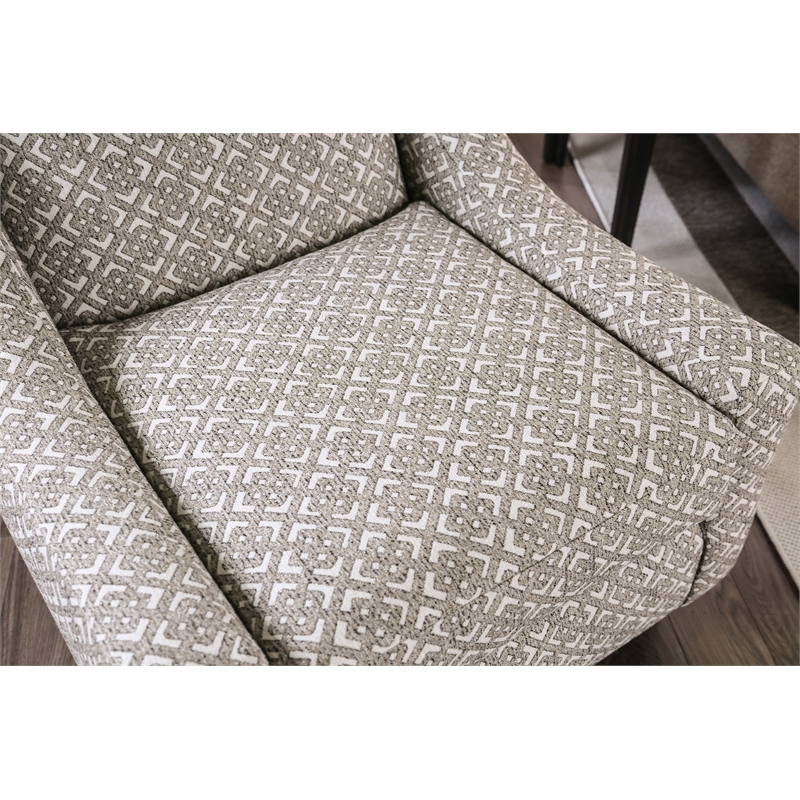 Furniture of America Shila Contemporary Fabric Accent Chair in Gray Geometric