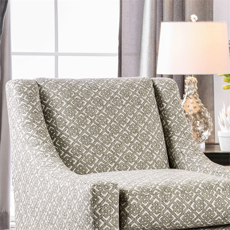 Furniture of America Shila Contemporary Fabric Accent Chair in Gray Geometric
