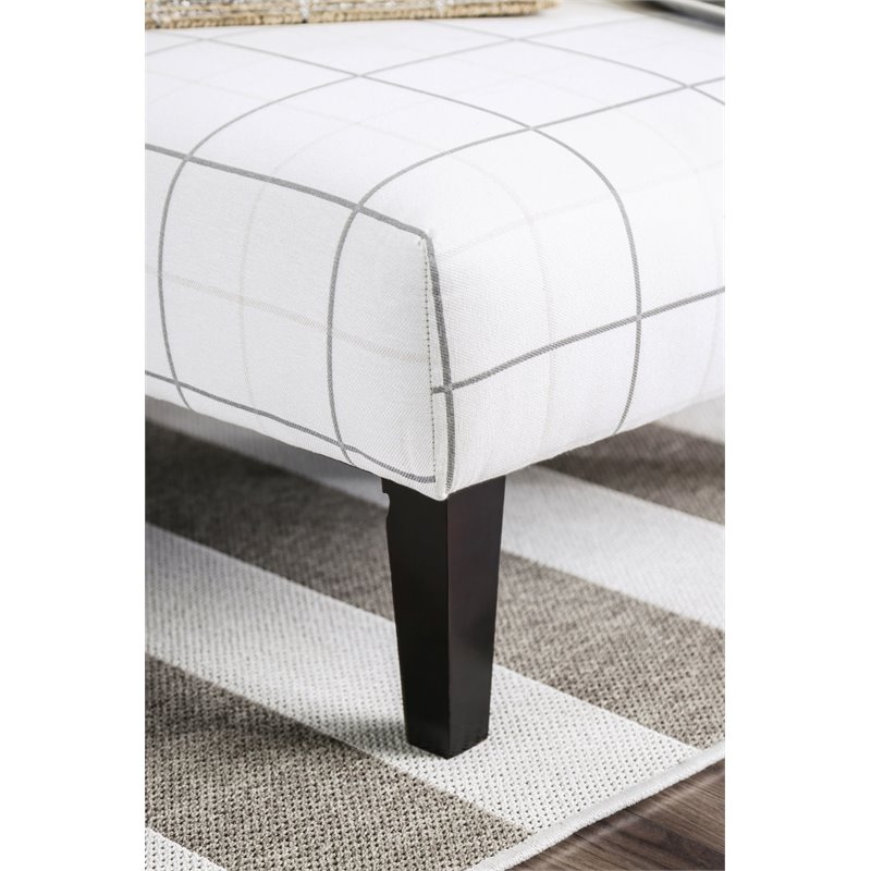 Furniture of America Shila Fabric Coffee Table Ottoman in White and Gray