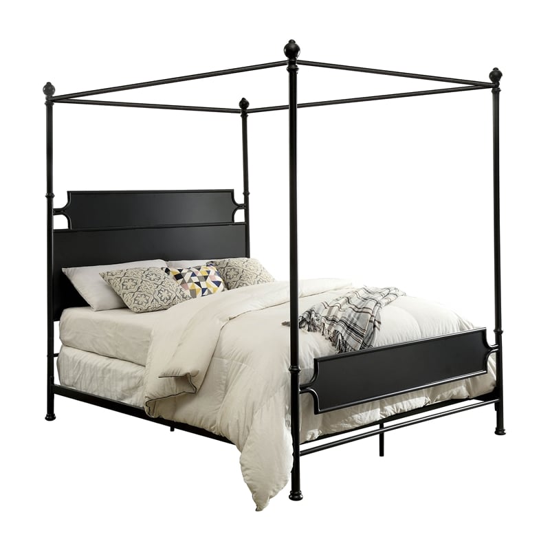 Furniture Of America Mallie Metal, Black Iron King Canopy Bed