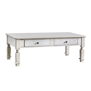 furniture of america vera rustic wood 4-drawer coffee table in antique white