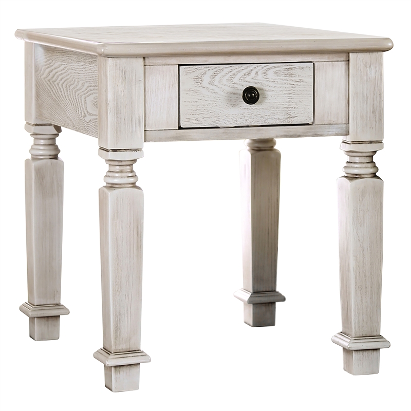 Furniture of America Vera Rustic Wood 1-Drawer End Table in Antique ...