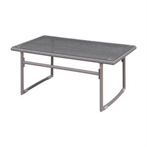 furniture of america georgio contemporary glass top patio coffee table in gray