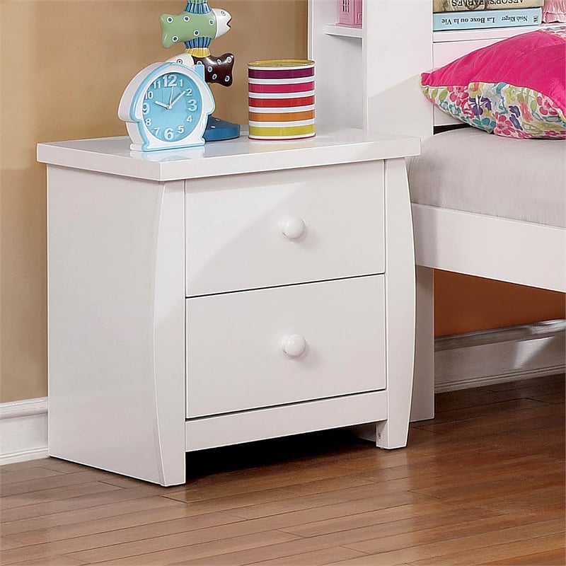 Furniture of America Devon Transitional Solid Wood 2-Drawer Nightstand in White