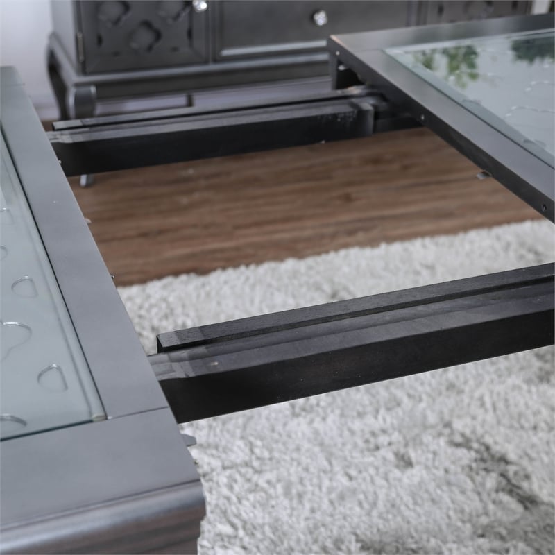 Furniture of America Bethlehem Wood Extendable Dining Table in Gray