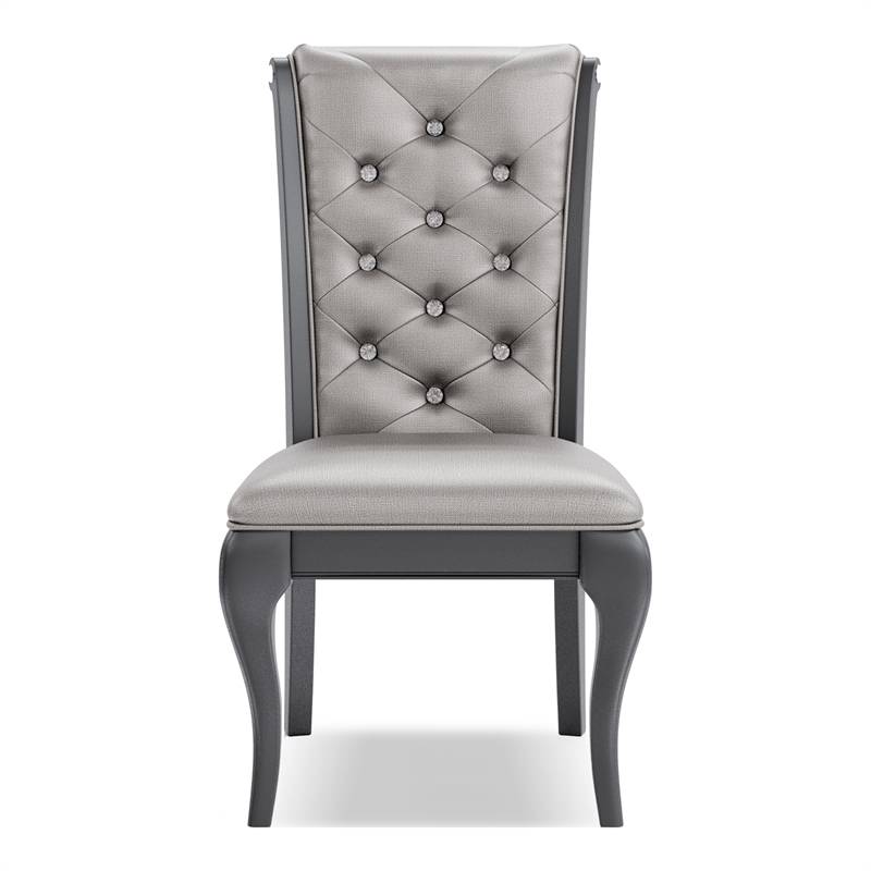 Furniture of America Bethlehem Wood Tufted Side Chair in Gray (Set of 2)