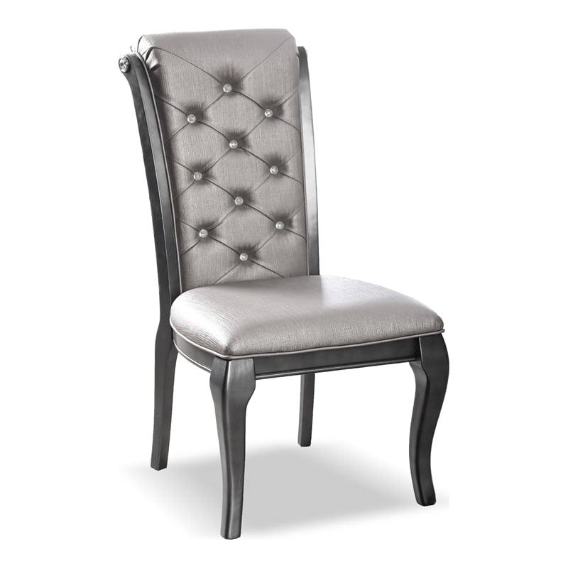 Furniture of America Bethlehem Wood Tufted Side Chair in Gray (Set of 2)