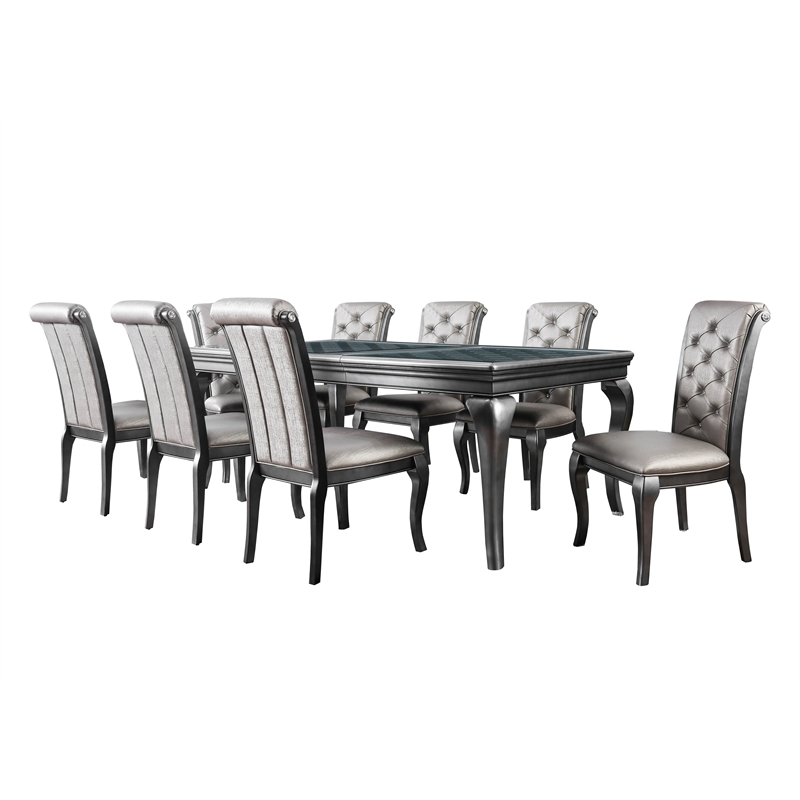Furniture of America Bethlehem Wood 9-Piece Dining Set in Gray