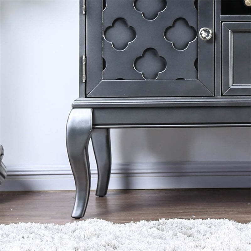 Furniture of America Bethlehem Wood Wine Rack Sideboard in Gray