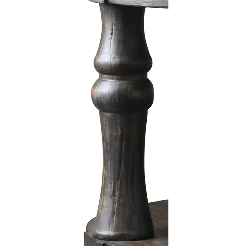 Furniture of America Joss Rustic Wood Round Tufted Coffee Table in Antique Gray