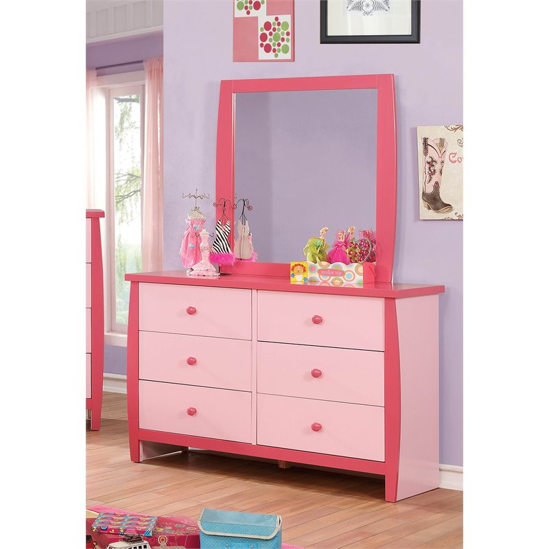 Furniture Of America Devon 2 Piece 6 Drawer Dresser And Mirror Set America Devon 2 Piece 6 Drawer Dresser