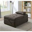 Furniture of America Lilian Contemporary Fabric Futon Ottoman in Dark Gray