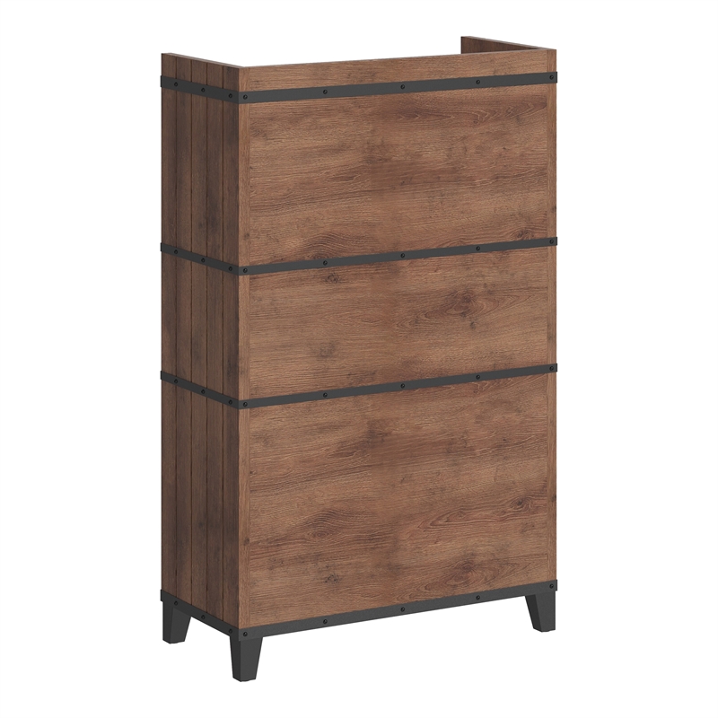 Furniture of America Rhen Farmhouse Wood 8-Shelf Buffet in Distressed Walnut