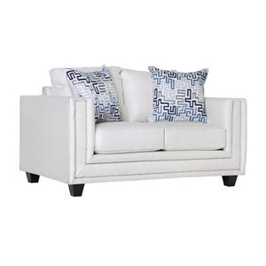 Furniture of America Malden Contemporary Chenille Nailhead Loveseat in Ivory