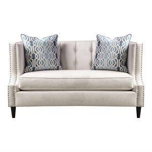 Furniture of America Carrie Microfiber Nailhead Loveseat in Beige