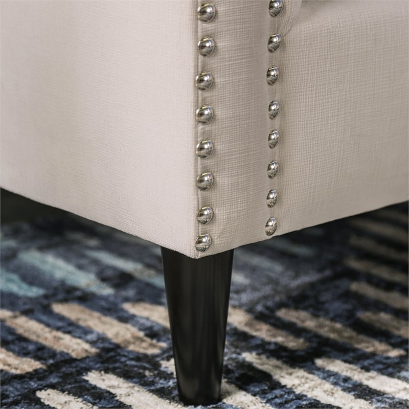 Furniture of America Carrie Microfiber Nailhead Loveseat in Beige