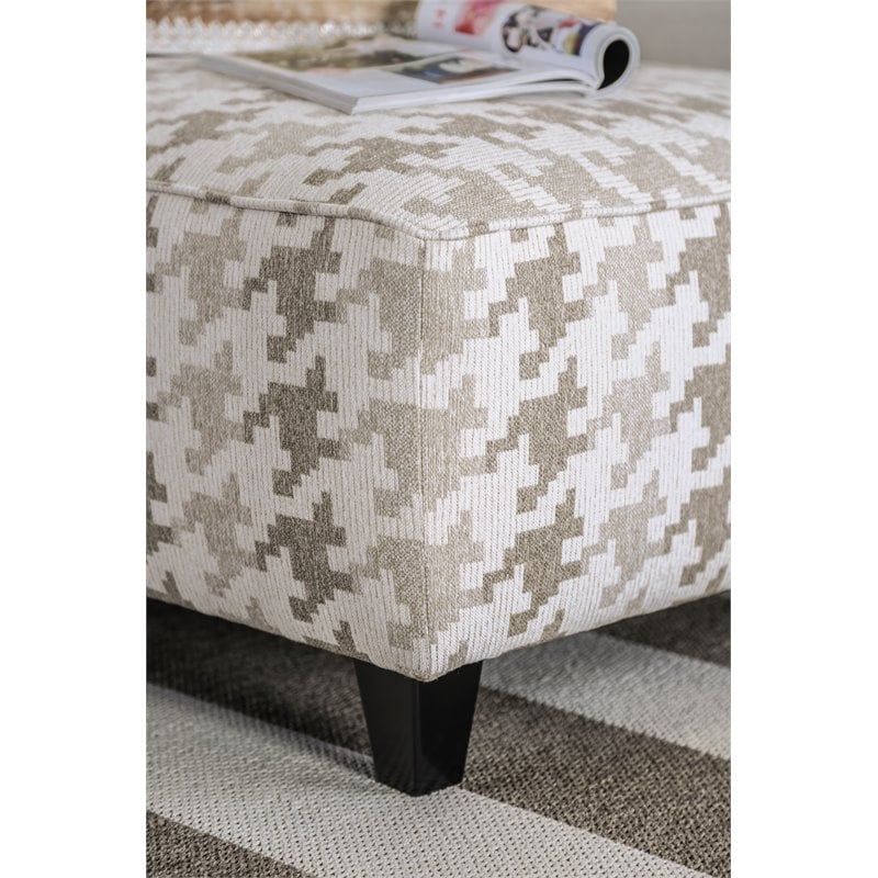Furniture of America Verdugo Transitional Fabric Ottoman in Light Gray