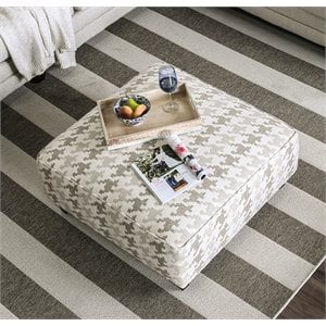 Furniture of America Verdugo Transitional Fabric Ottoman in Light Gray