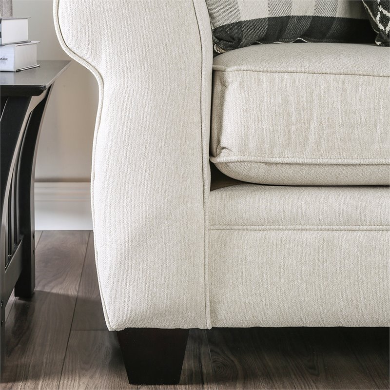 Furniture of America Barol Contemporary Chenille Corner Sectional in Ivory