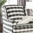 Furniture of America Barol Chenille Striped Accent Chair in Ivory and Black