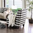 Furniture of America Barol Chenille Striped Accent Chair in Ivory and Black
