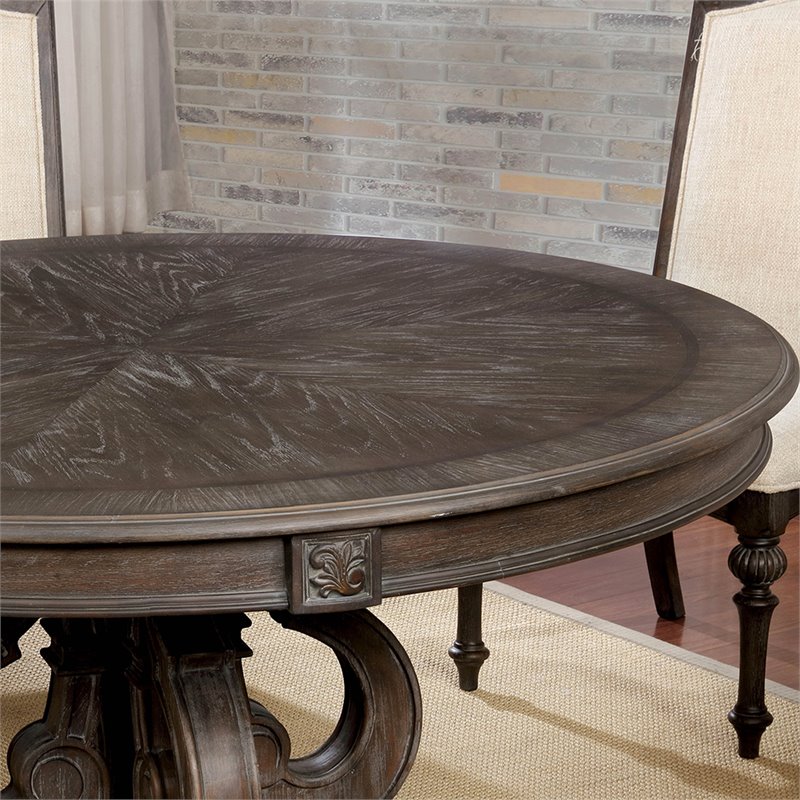 Furniture of America Clyde Rustic Wood Round Dining Table in Natural Tone
