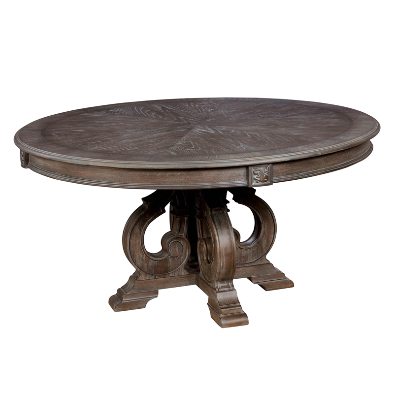 Furniture Of America Clyde Round Rustic, Round Wood Pedestal Dining Tables
