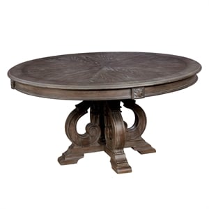 Furniture of America Clyde Rustic Wood Round Dining Table in Natural Tone