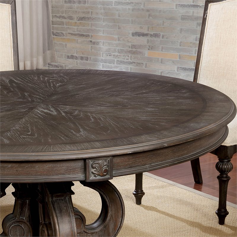 Furniture of America Clyde Wood 5-Piece Round Dining Table Set in Natural