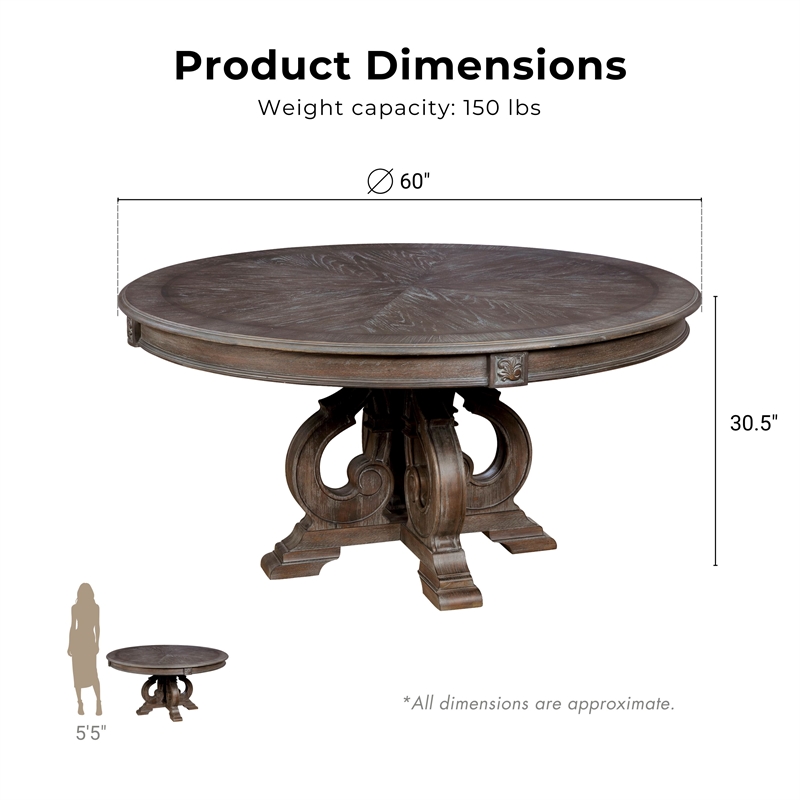 Furniture of America Clyde Wood 7-Piece Round Dining Table Set in Natural