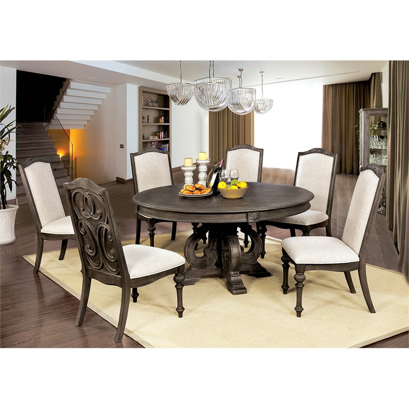 Furniture Of America Clyde 7 Piece Wood Dining Set In Rustic Natural Tone Idf 3150rt 7pc