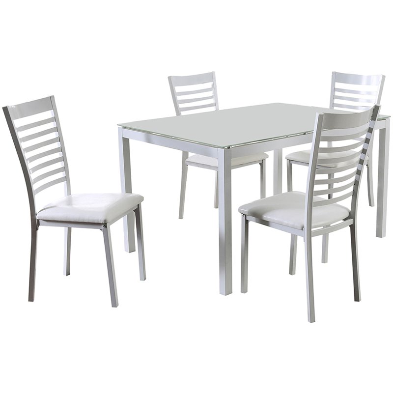 Furniture Of America Torrance 5 Piece Gl Top Dining Set In White Furniture Of America Torrance 5 Piece Gl Top Dining Set In White