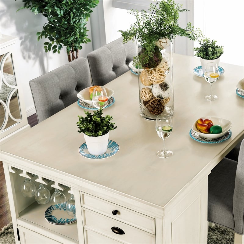 Furniture of America Ronan Wood Counter Height Dining Table in Antique White