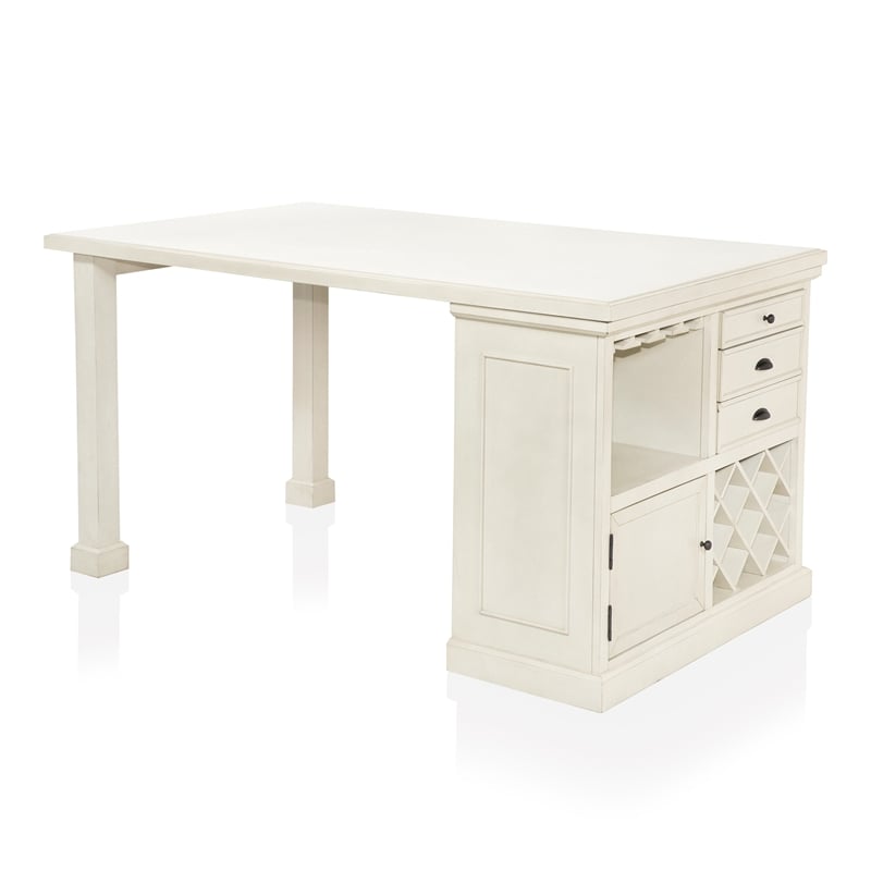 Furniture of America Ronan Wood Counter Height Dining Table in Antique White