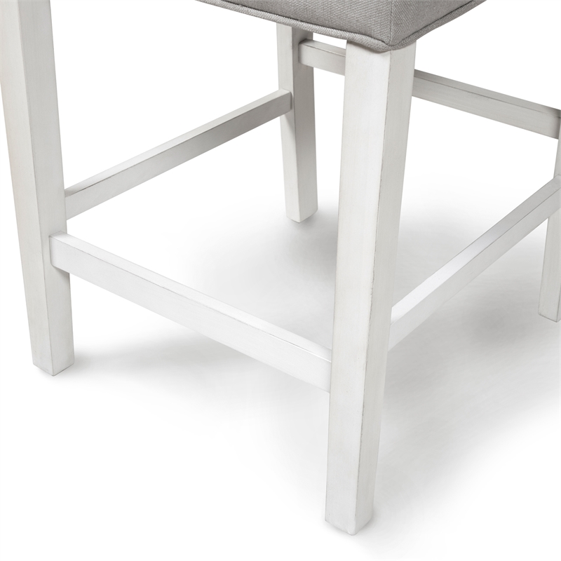 Furniture of America Ronan Antique White Fabric 25-Inch Counter Stool (Set of 2)